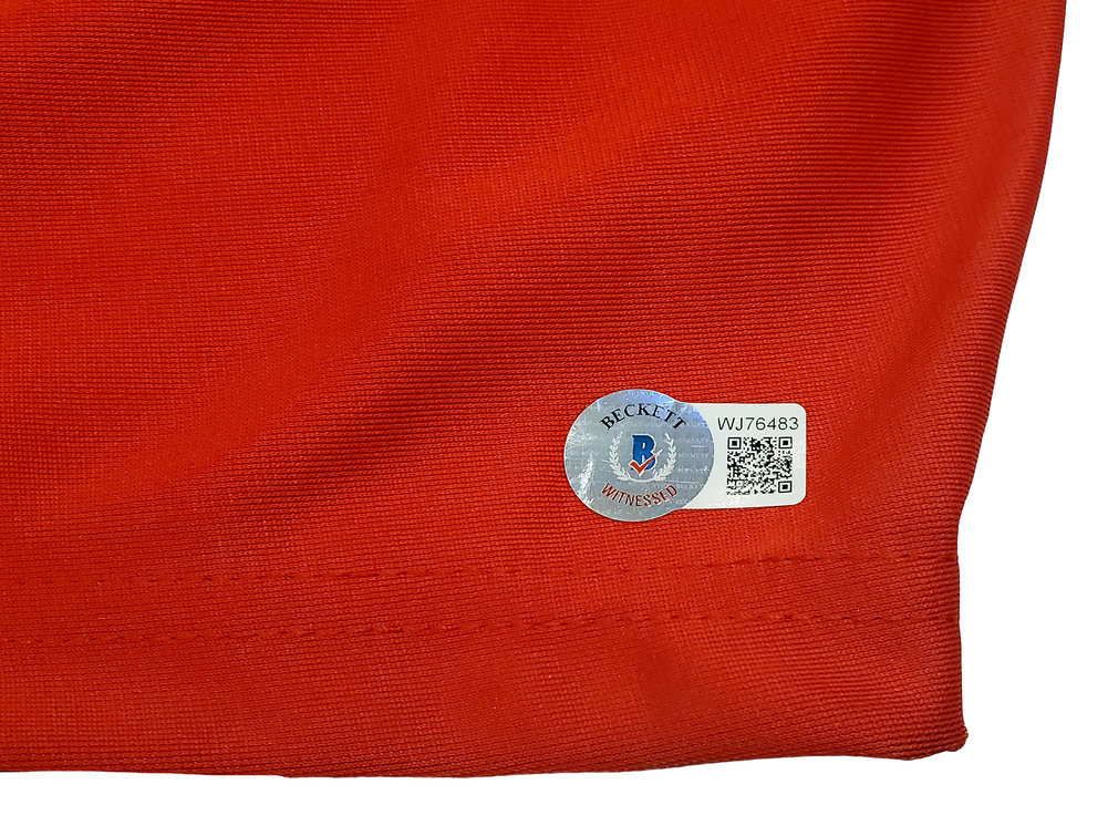 Jon Bones Jones Autographed Signed Red Boxing Trunks Beckett Beckett Qr #200322 Image a