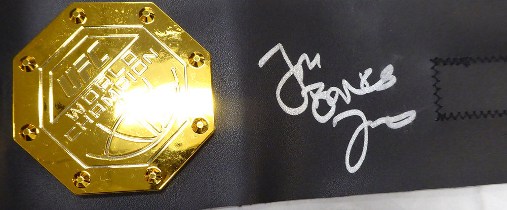 Jon Bones Jones Autographed Signed UFC Championship Replica Belt In Silver Bones Beckett Beckett #185714 Image a