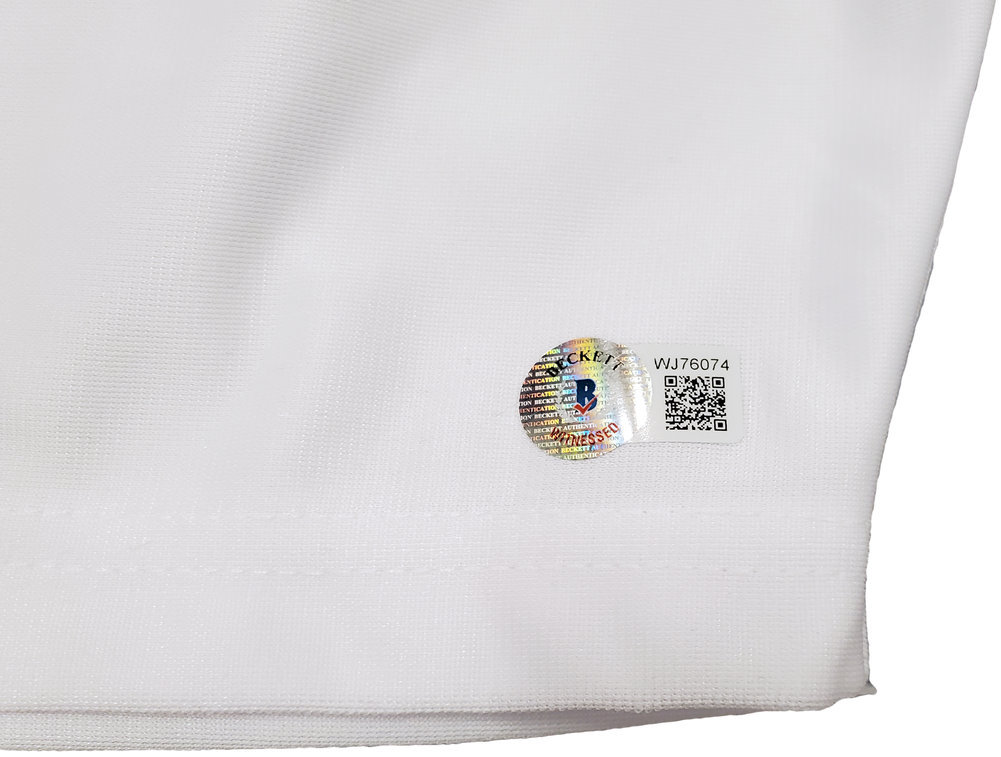 Jon Bones Jones Autographed White Boxing Trunks Beckett Beckett Qr #200323 Image a