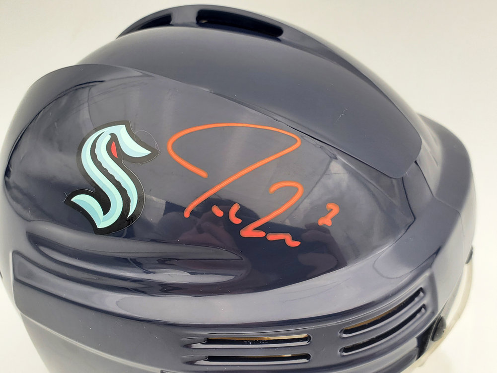 Jordan Eberle Autographed Seattle Kraken Blue Mini Helmet Fanatics Holo #200300 Image a