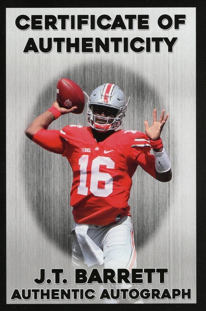 JT Barrett OSU 8-8 8x10 Autographed Signed Photo - Barrett COA Image a