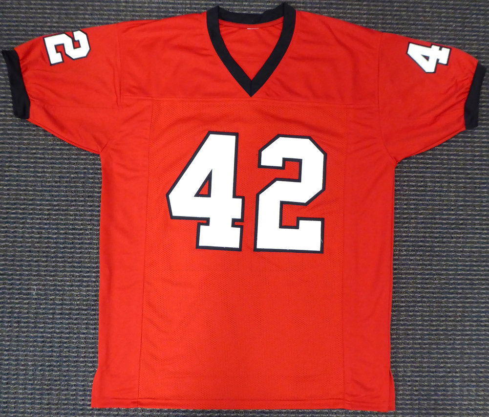 Georgia Bulldogs Justin Houston Autographed Red Jersey Beckett Beckett Image a