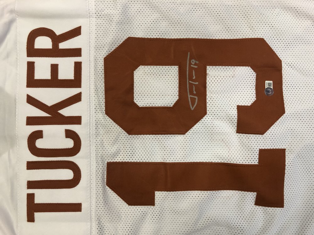 Justin Tucker Signed Texas Longhorns Custom White #19 Jersey - Beckett QR