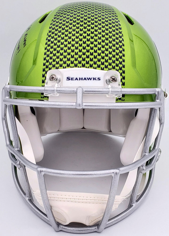 Kam Chancellor Autographed Seattle Seahawks Flash Green Full Size Authentic Speed Helmet "Sb Champs" Mcs Holo #197182 Image a