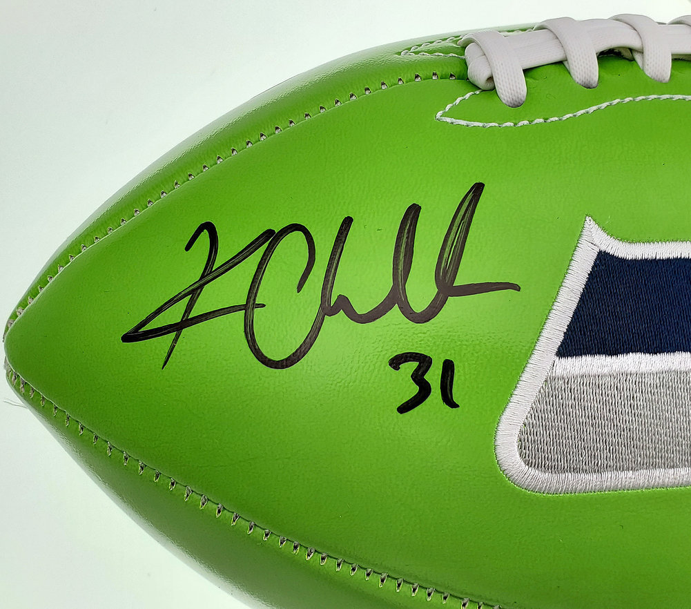 Kam Chancellor Autographed Seattle Seahawks Green Logo Football Mcs Holo #197190 Image a