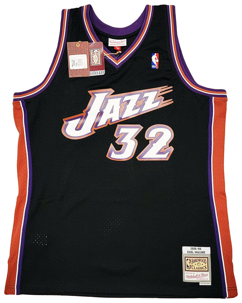 Utah Jazz Karl Malone Autographed Black Authentic Mitchell & Ness