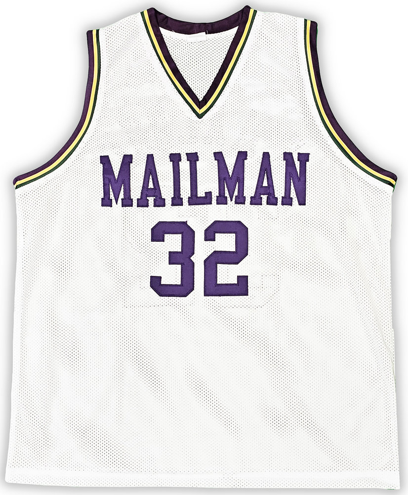 Utah Jazz Karl Malone Autographed White Jersey JSA Image a