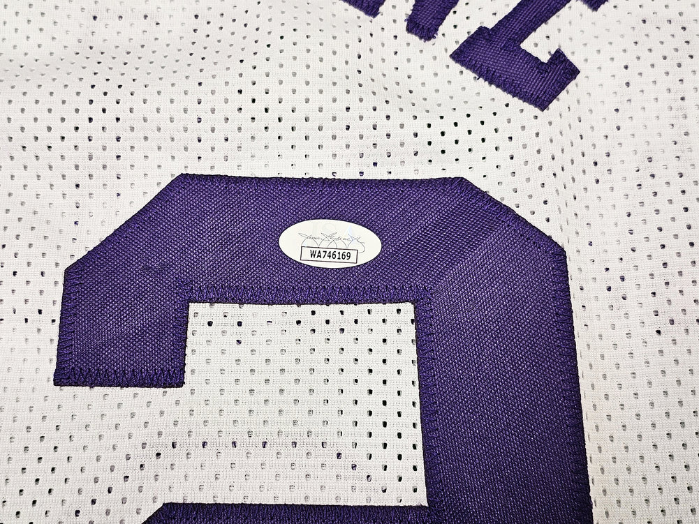 Utah Jazz Karl Malone Autographed White Jersey JSA Image a