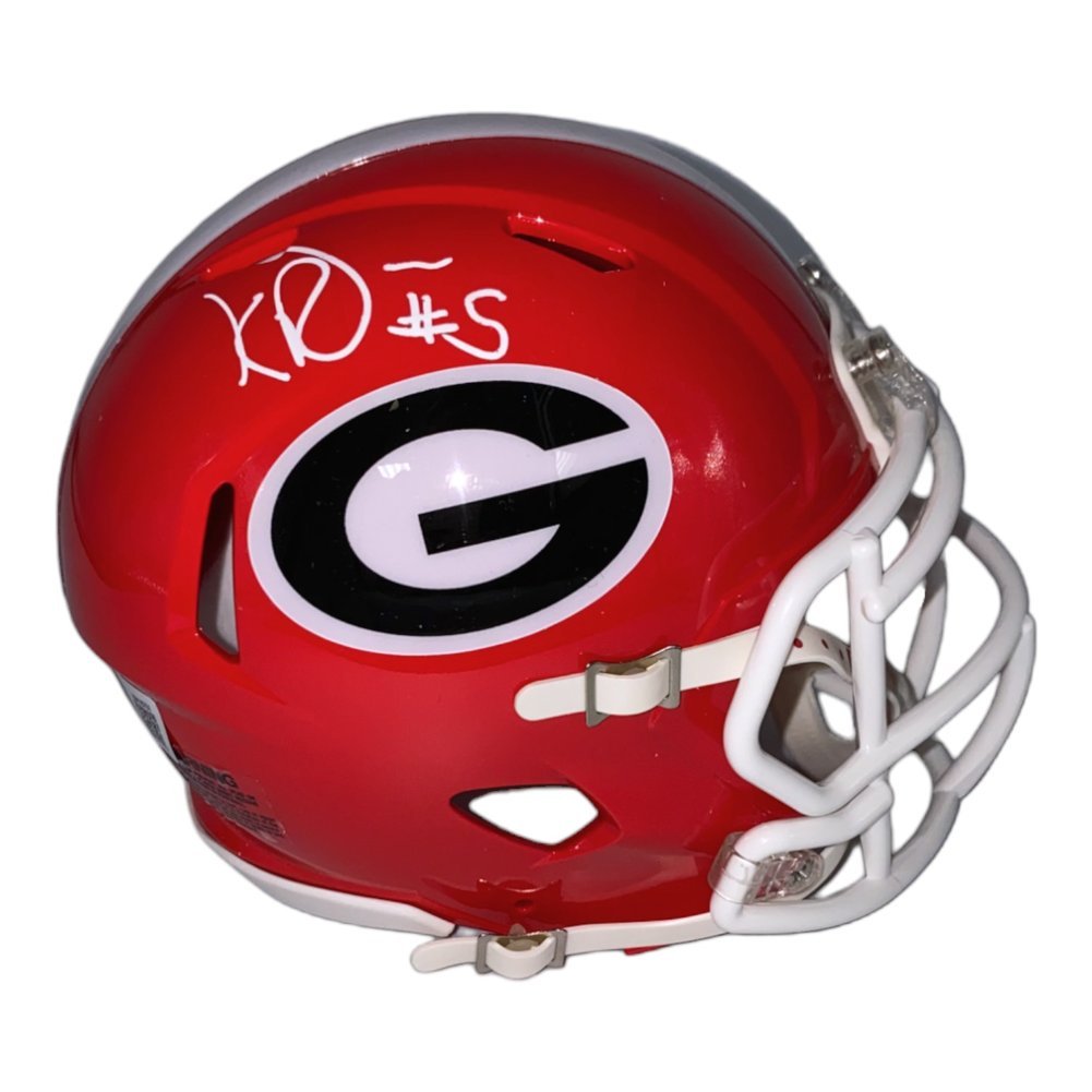 Kelee Ringo Autographed Signed Georgia Bulldogs Riddell Red Speed Mini Helmet - Beckett Authentic Image a