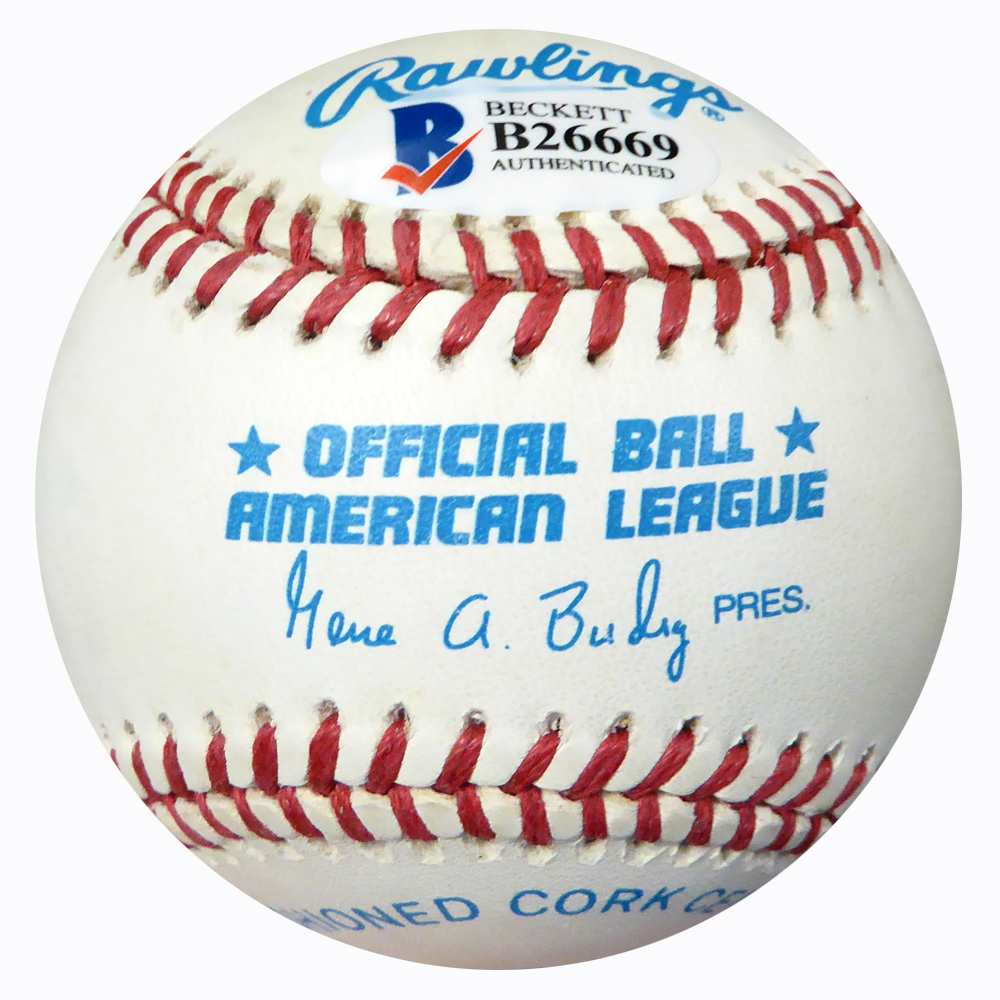Ken Grundt Autographed Official Al Baseball Boston Red Sox Beckett Beckett Image a