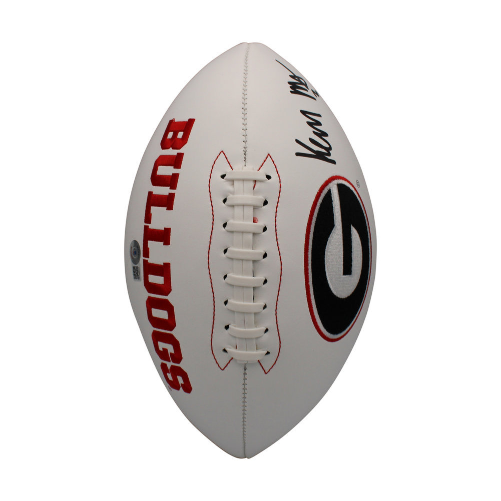 Kendall Milton Autographed Georgia Bulldogs White Panel Football - Beckett Image a