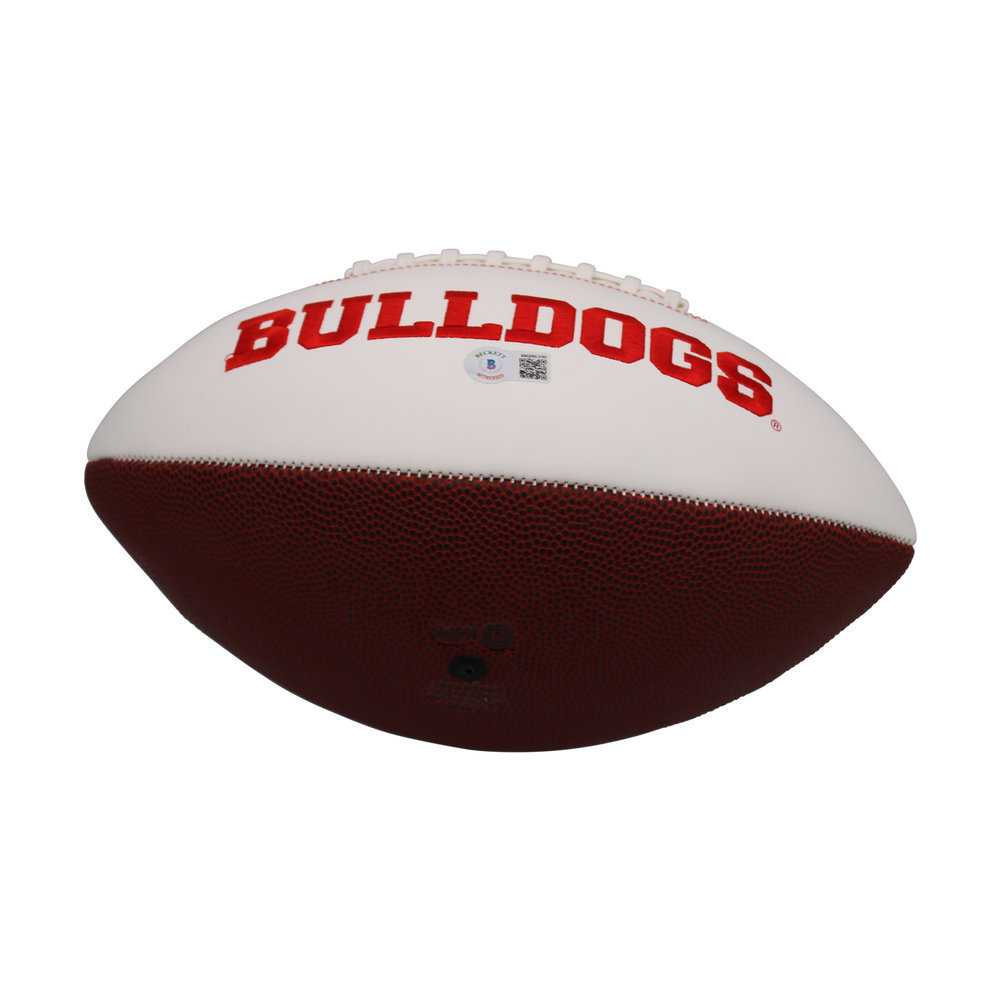 Kendall Milton Autographed Georgia Bulldogs White Panel Football - Beckett Image a