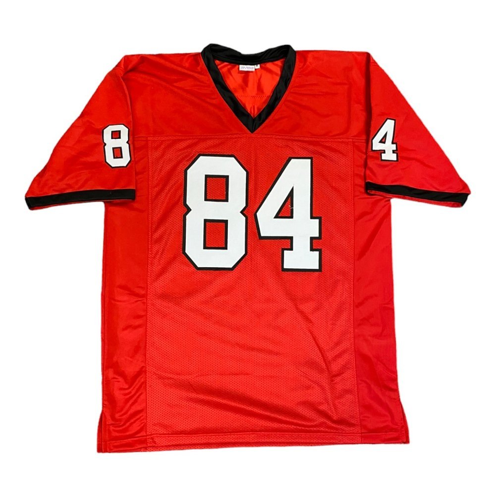 Ladd McConkey Autographed Georgia Bulldogs Custom Red #84 Jersey - Beckett Authentic Image a
