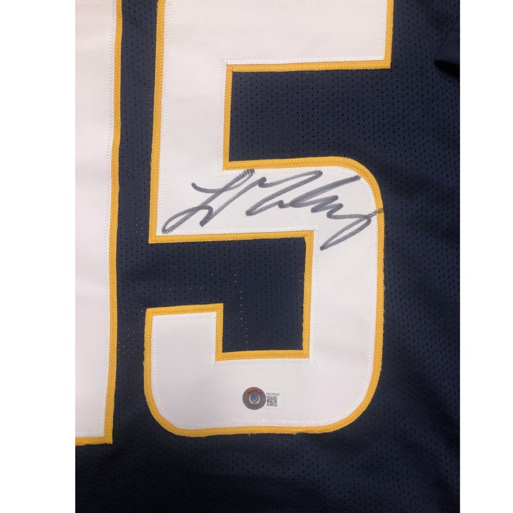 Ladd McConkey Autographed Los Angeles Chargers Navy XL Custom Jersey - Beckett Image a