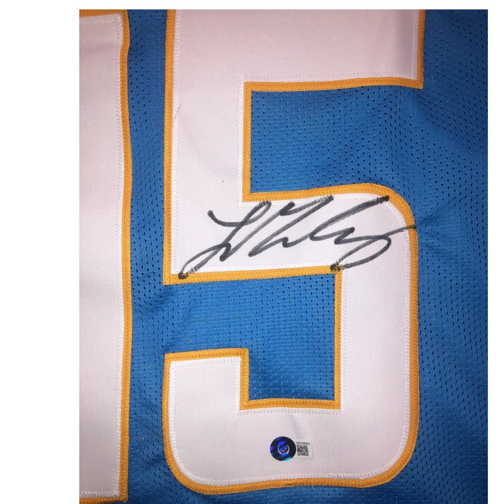 Ladd McConkey Autographed Los Angeles Chargers Powder Blue XL Custom Jersey - Beckett Image a