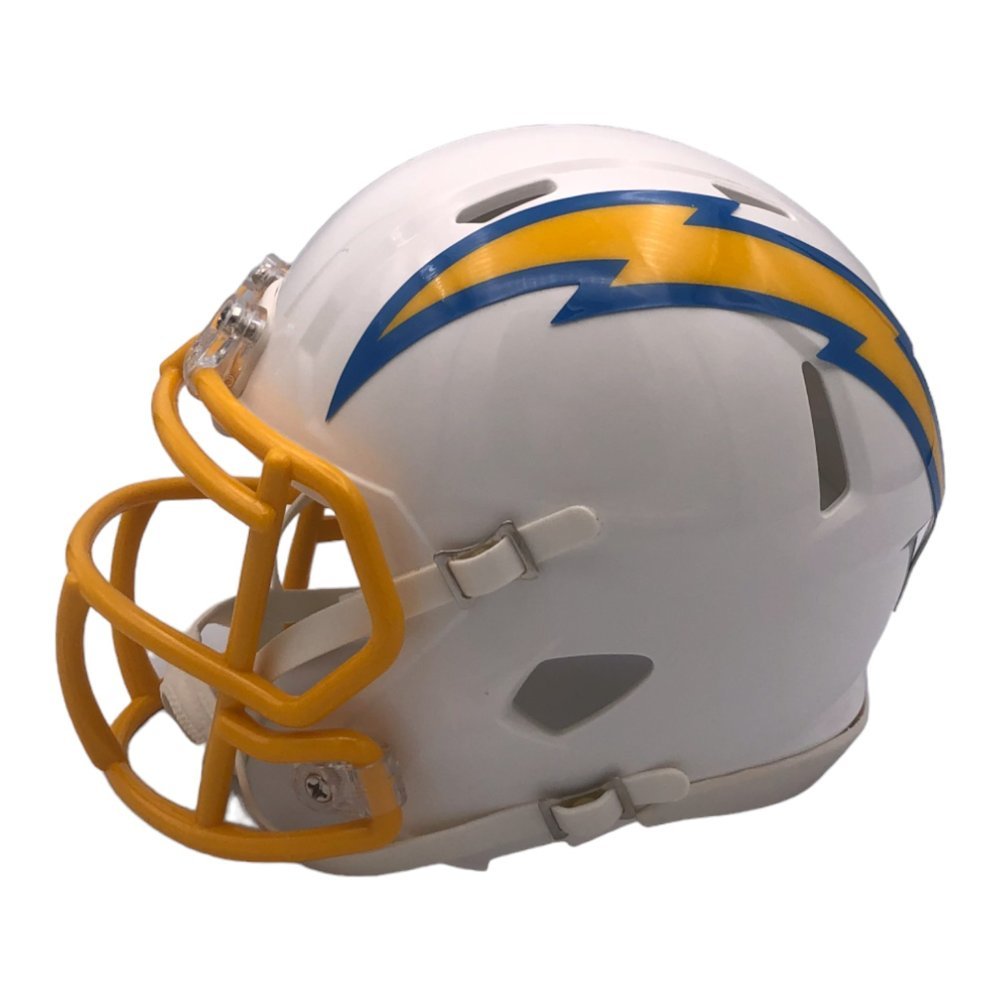 Ladd McConkey Autographed Los Angeles Chargers Riddell White Mini Helmet - Beckett Image a