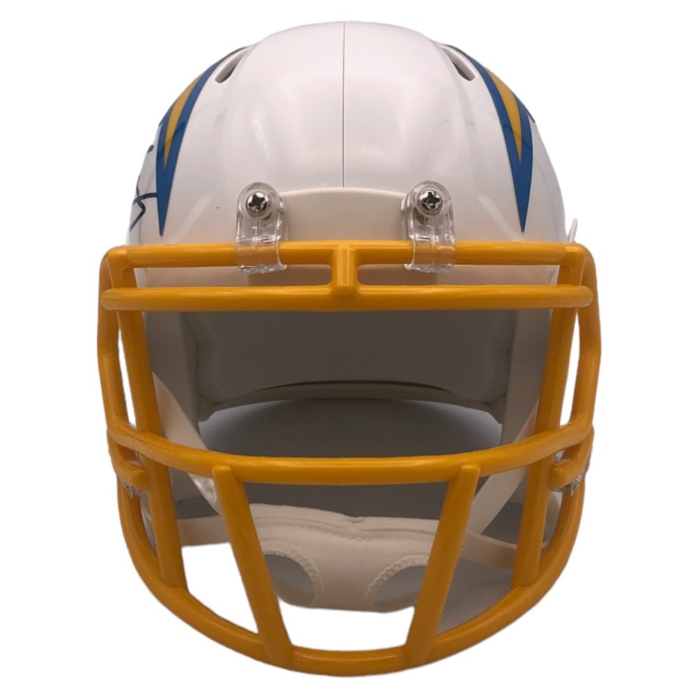Ladd McConkey Autographed Los Angeles Chargers Riddell White Mini Helmet - Beckett Image a