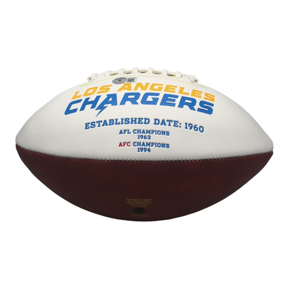 Ladd McConkey Autographed Los Angeles Chargers White Panel Football - Beckett Image a