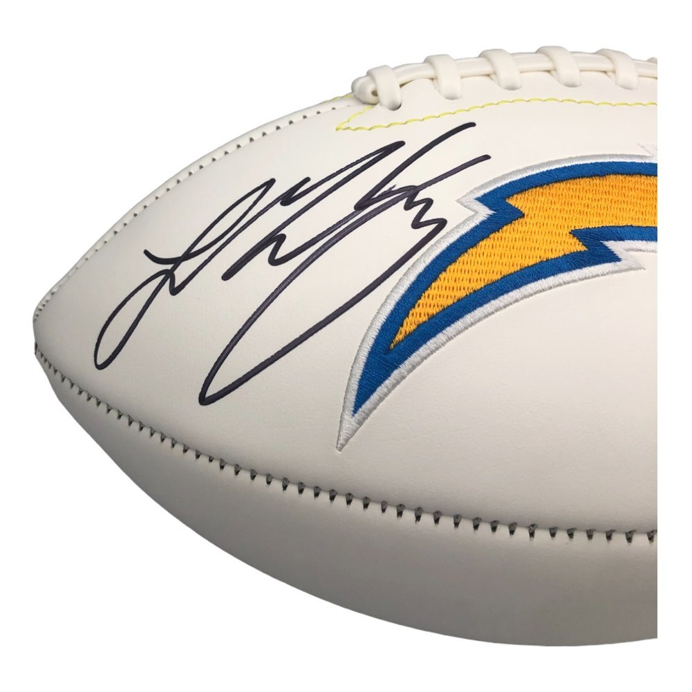 Ladd McConkey Autographed Los Angeles Chargers White Panel Football - Beckett Image a