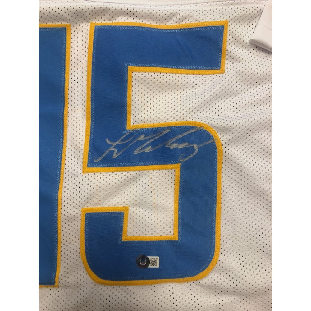 Ladd McConkey Autographed Los Angeles Chargers White XL Custom Jersey - Beckett Image a