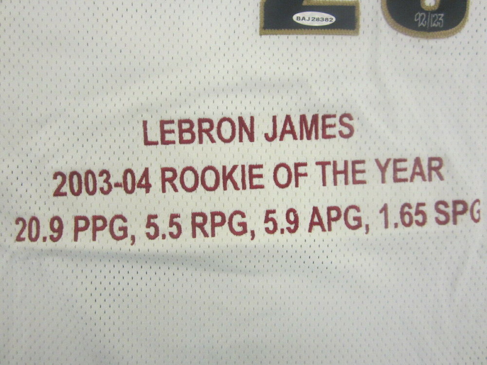 Lebron James Autographed Signed Cavaliers Rookie Of The Year 2003-04 Jersey 92/123 UDA COA Image a