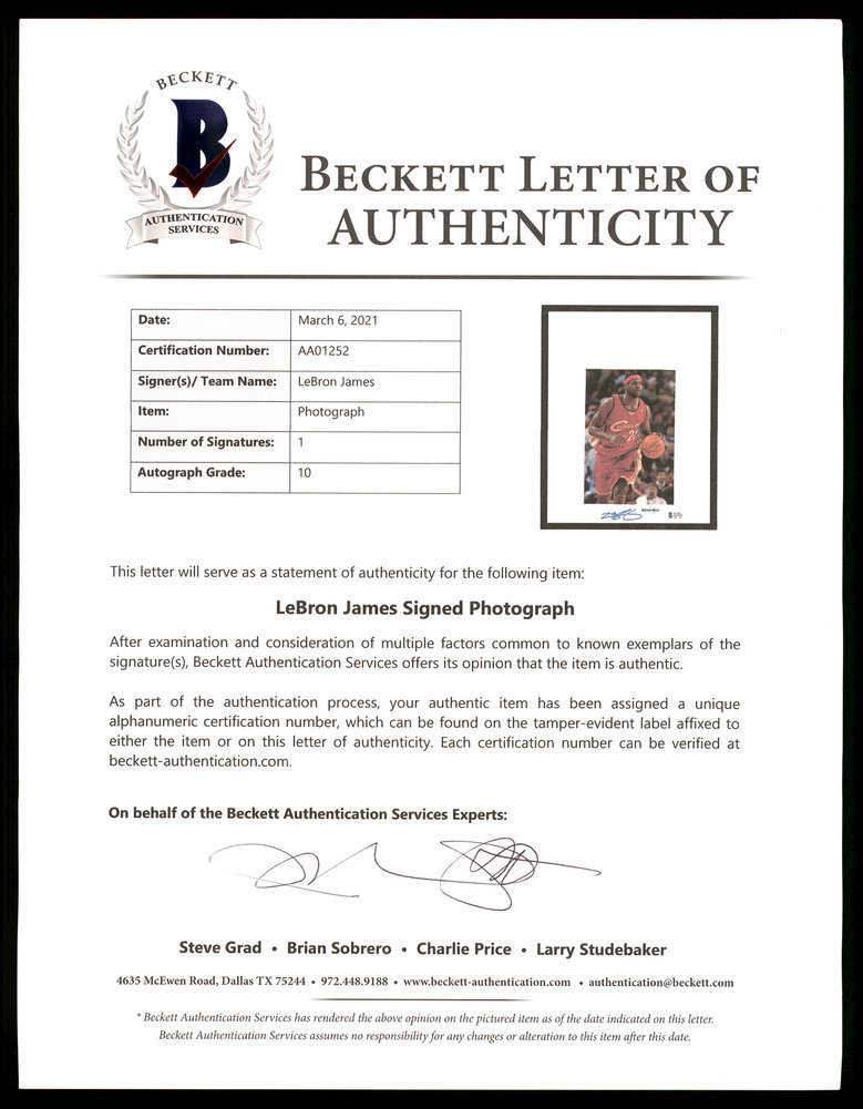 Lebron James Autographed Signed Framed 6X9 Photo Cleveland Cavaliers Auto Grade Gem Mint 10 Beckett Beckett Image a