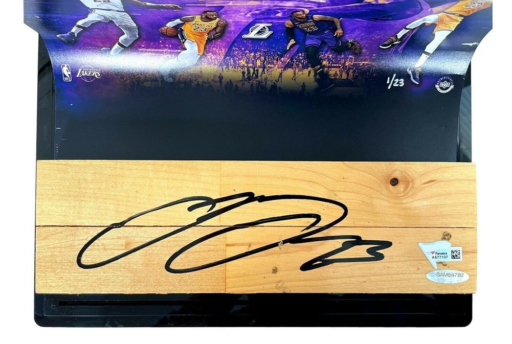 Lebron James Autographed Signed Lakers Game Used Floor Curve Case UDA COA Image a