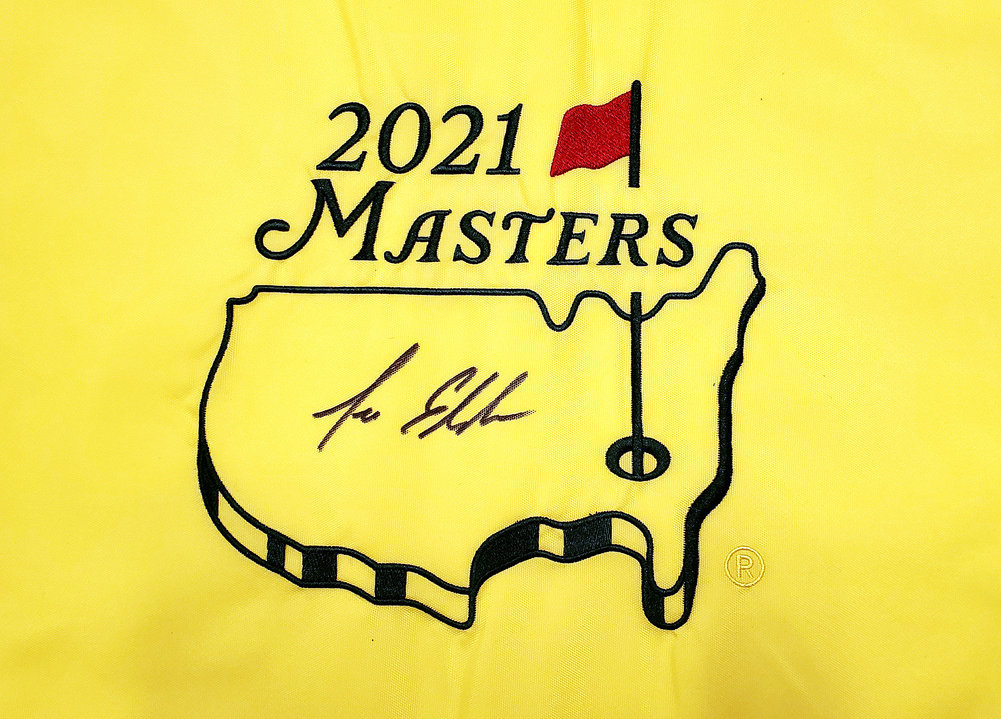 Lee Elder Autographed Yellow 2021 Masters Pin Flag Beckett Beckett Image a
