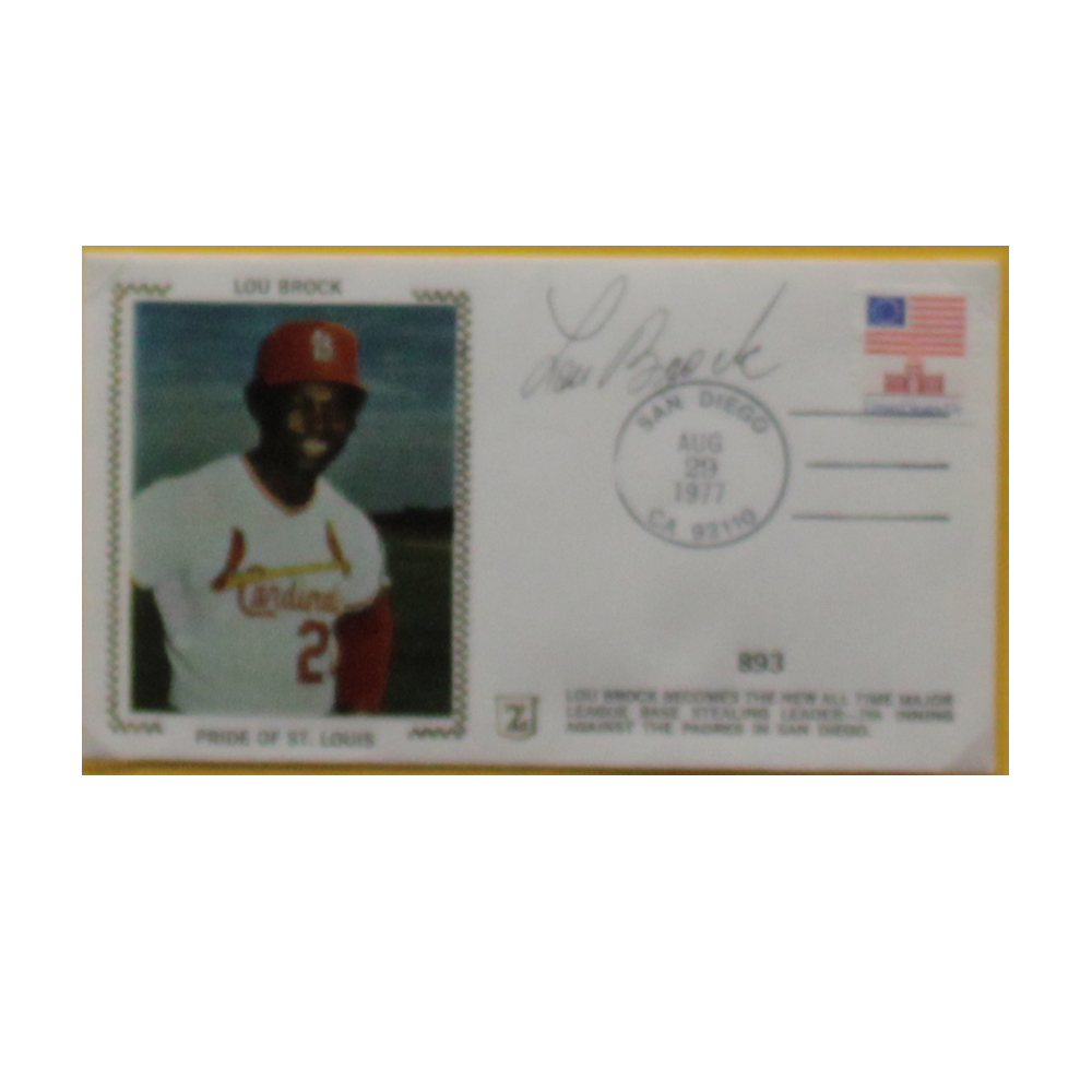 Lou Brock Autographed Signed Framed First Day Cover - Certified Authentic Image a