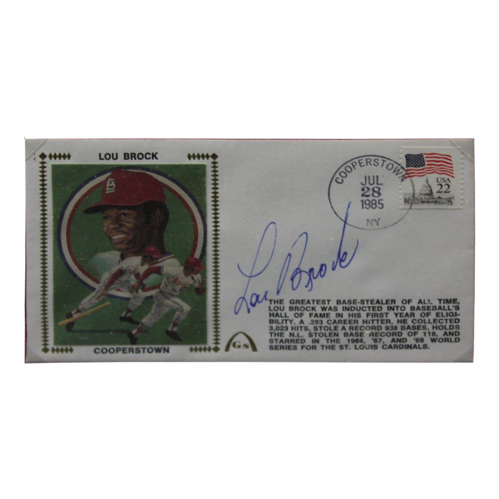 Lou Brock Autographed Signed Framed First Day Cover - Certified Authentic Image a