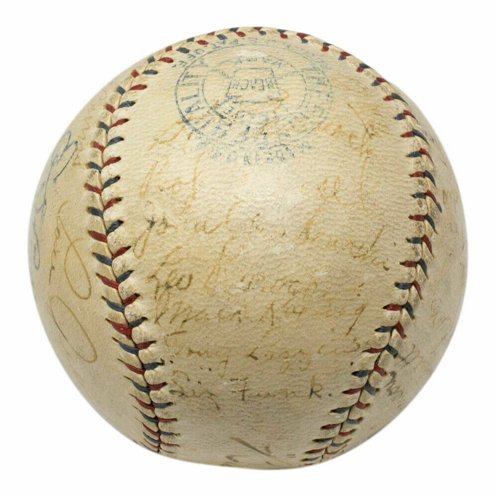 Lou Gehrig Autographed Signed 1929 New York Yankees Team Baseball 26 Autos PSA Loa Ai01365 Image a