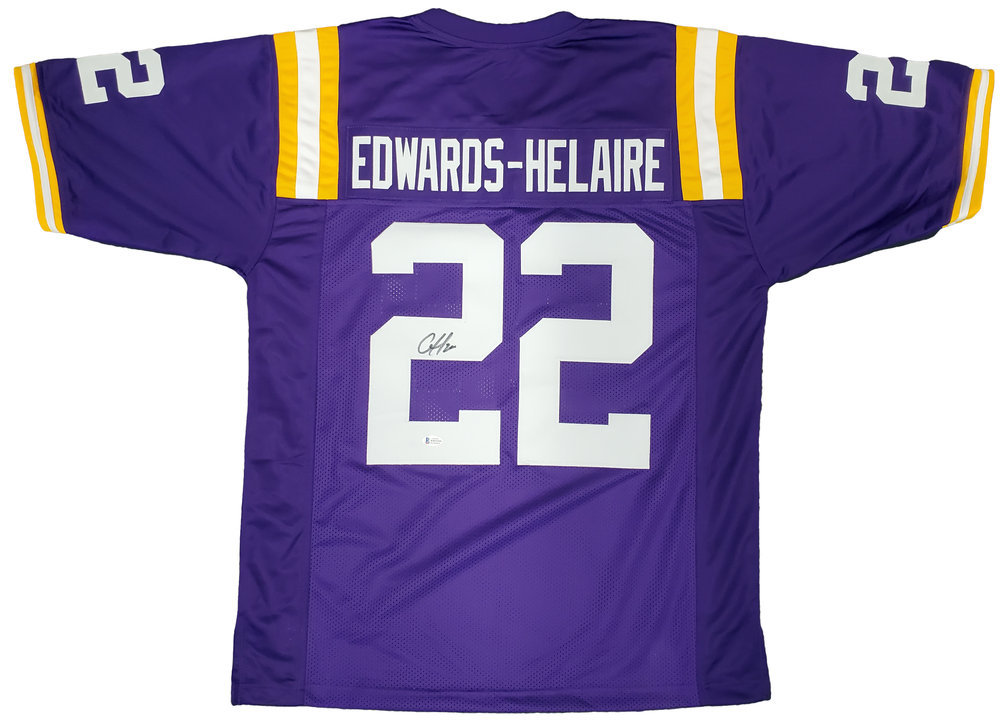 LSU Tigers Clyde Edwards-Helaire Autographed Purple Jersey Beckett Beckett Image a