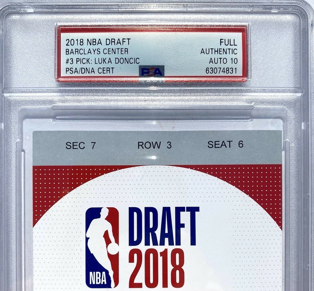 Luka Don?I? Autographed Signed Mavericks 2018 NBA Draft Basketball Ticket PSA/DNA Auto 10 Image a