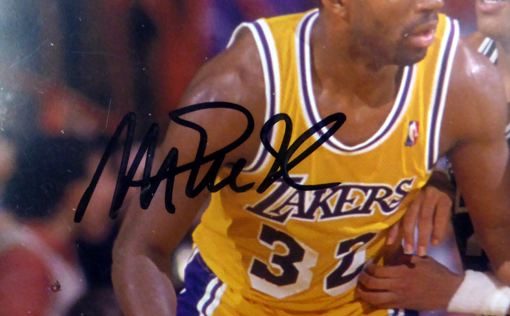 Magic Johnson & Dennis Johnson Autographed Framed 8X10 Photo PSA/DNA Image a