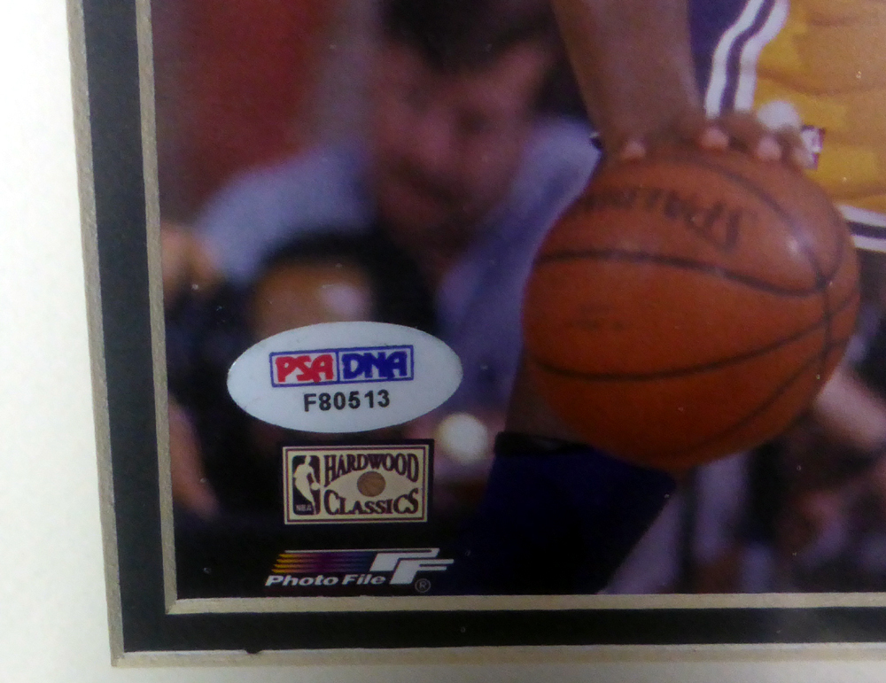 Magic Johnson & Dennis Johnson Autographed Framed 8X10 Photo PSA/DNA Image a