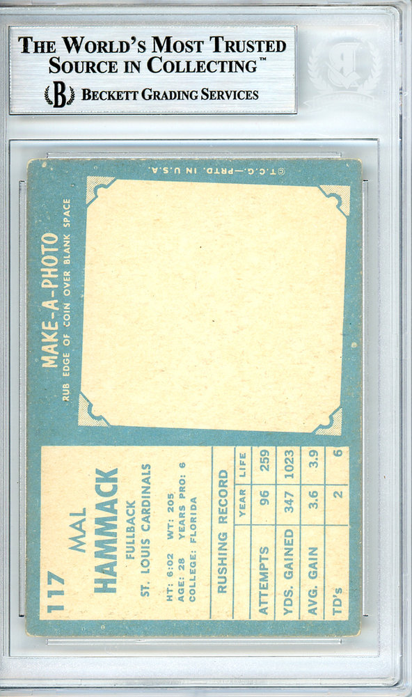 Mal Hammack Autographed 1961 Topps Card #117 St. Louis Cardinals Beckett Beckett Image a