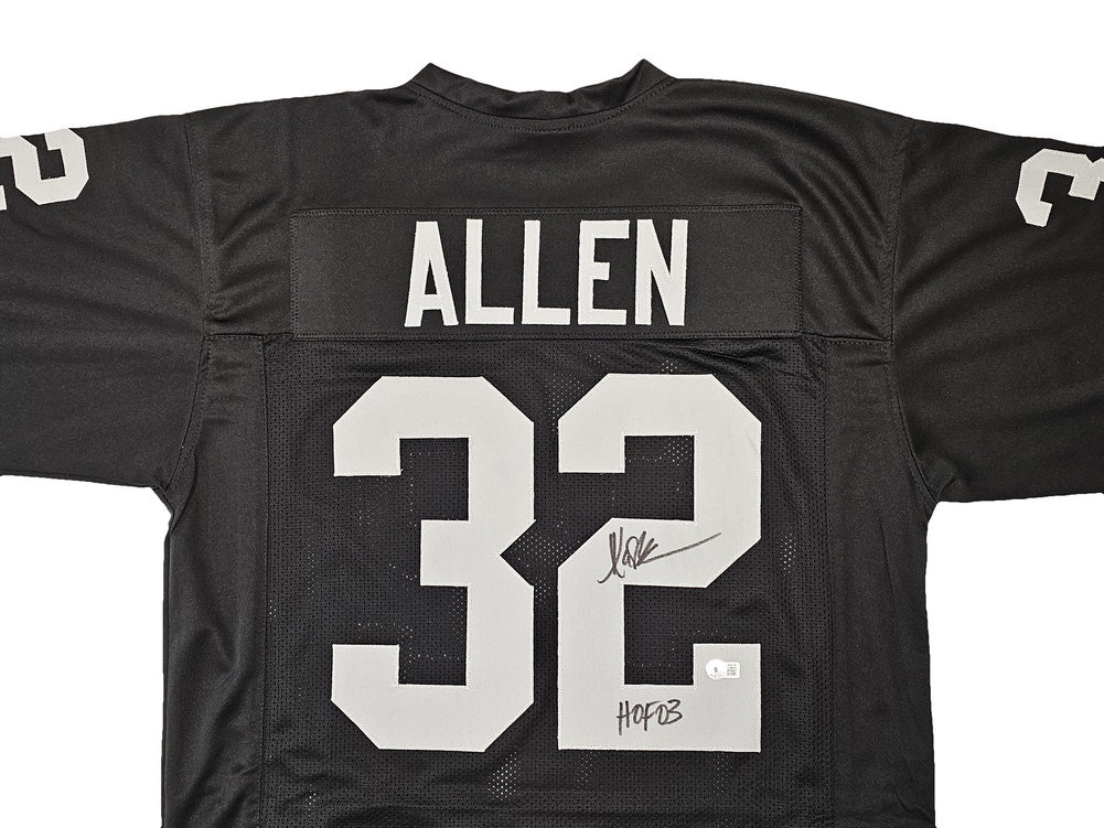 Los Angeles Raiders Marcus Allen Autographed Signed Black Jersey "HOF 03" Beckett Beckett Witness #215672 Image a