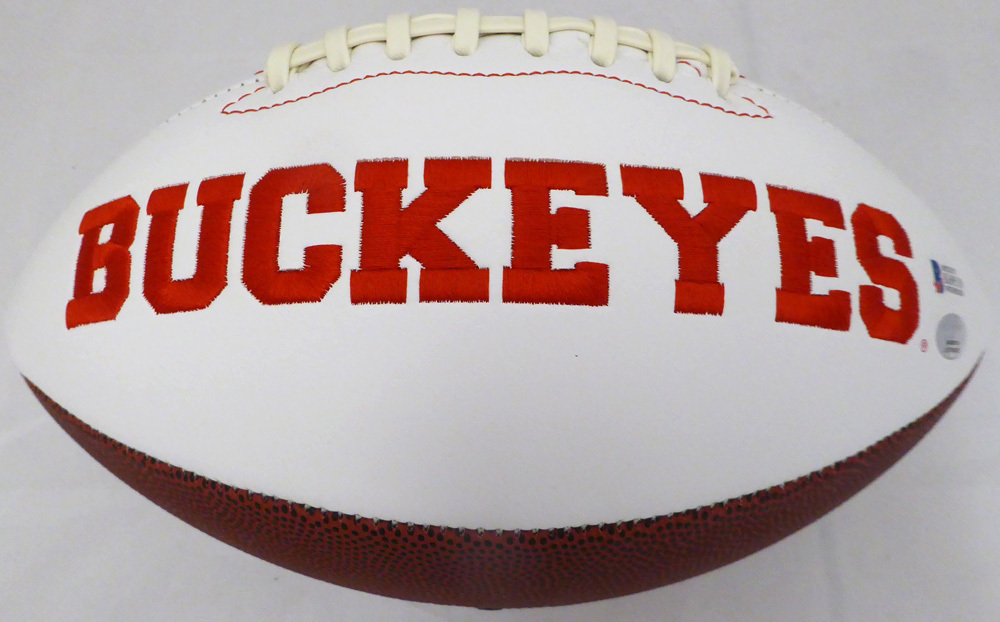 Marshon Lattimore Autographed Ohio State Buckeyes White Logo Football Beckett Beckett Image a