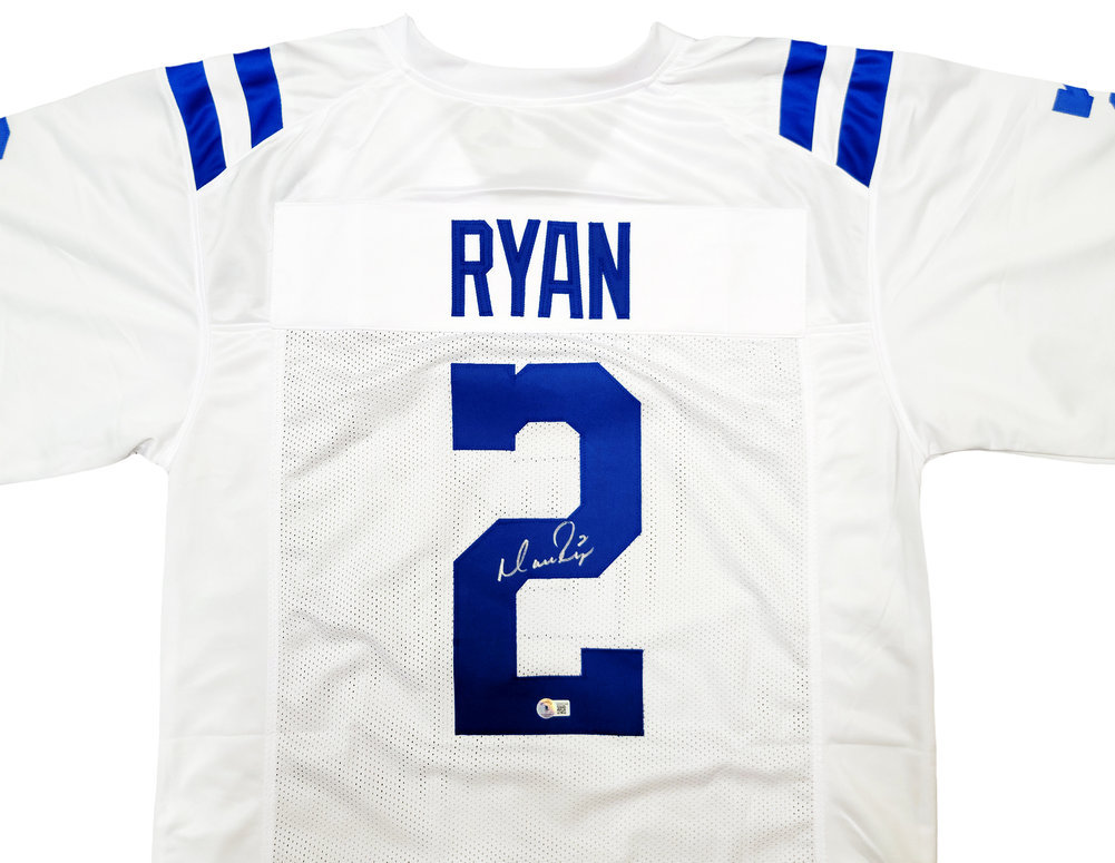 Indianapolis Colts Matt Ryan Autographed White Jersey Beckett Beckett Qr #203907 Image a