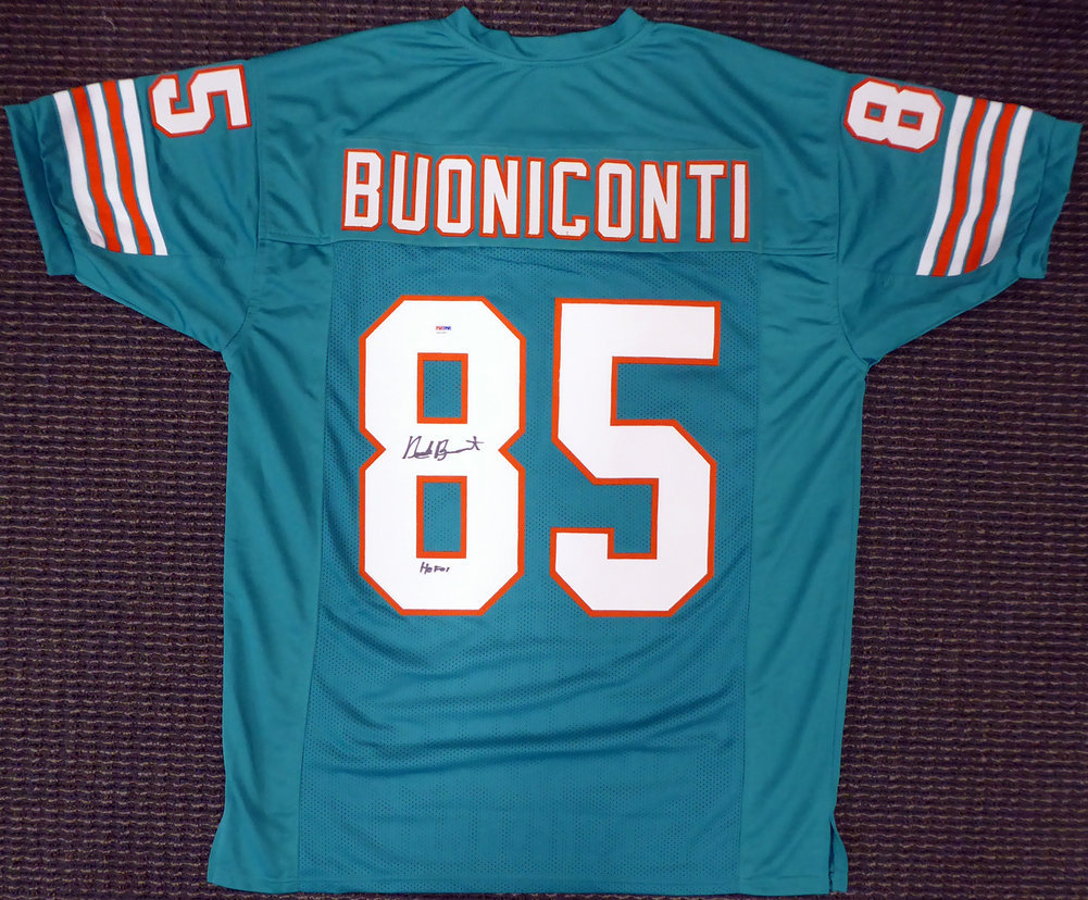 Miami Dolphins Nick Buoniconti Autographed Teal Jersey "HOF 01" PSA/DNA Image a
