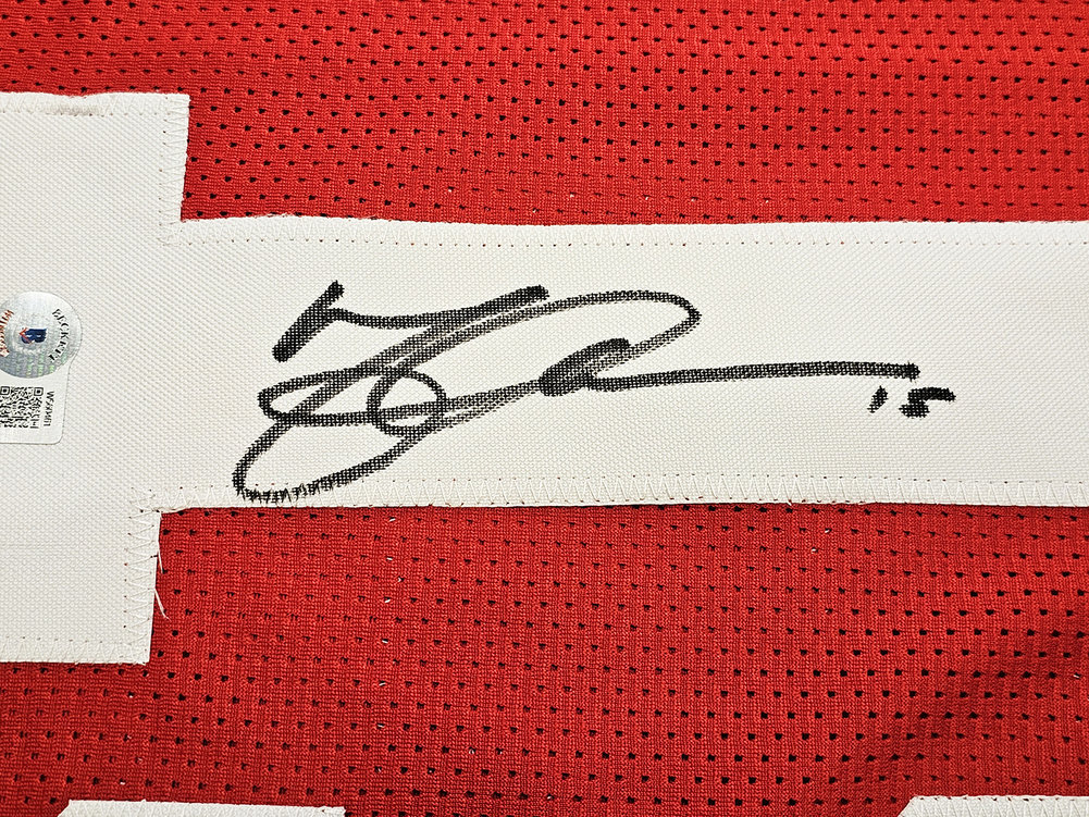 San Francisco 49Ers Michael Crabtree Autographed Red Jersey Beckett Beckett Witness #215670 Image a