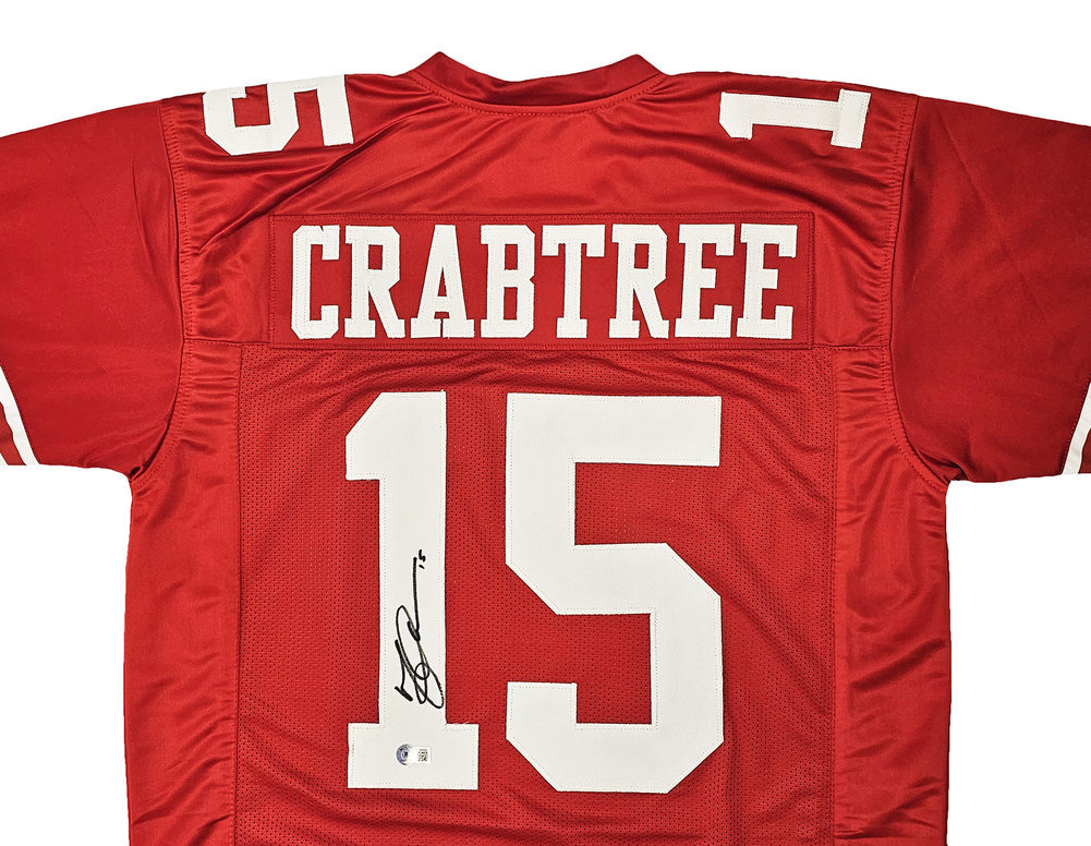 San Francisco 49Ers Michael Crabtree Autographed Red Jersey Beckett Beckett Witness #215670 Image a