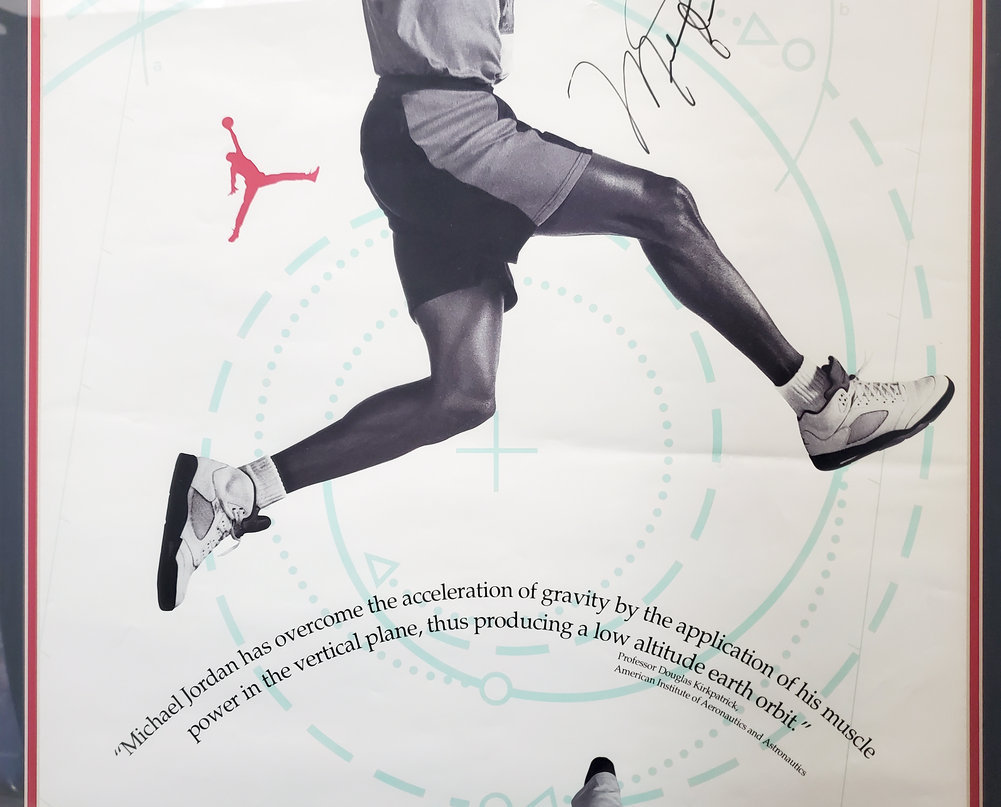 Michael Jordan Autographed Signed Framed 21X35 Nike Air Jordan Poster Chicago Bulls Beckett Beckett Image a