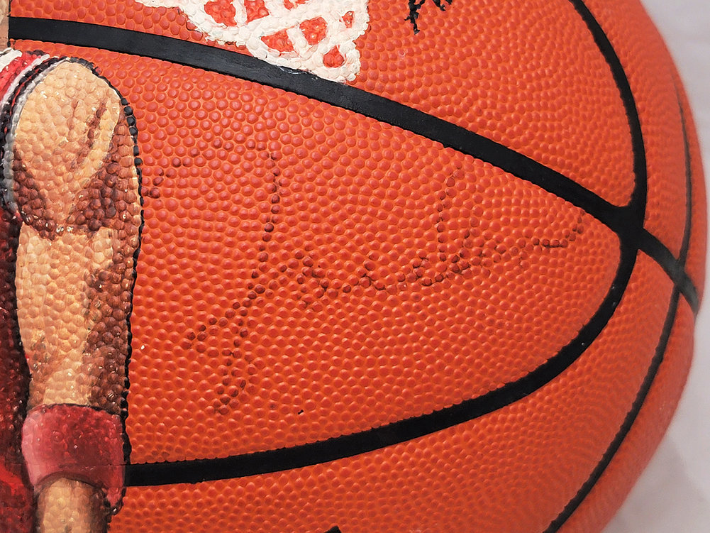 Michael Jordan Autographed Signed Spalding Leather Hand Painted Basketball Chicago Bulls JSA Image a