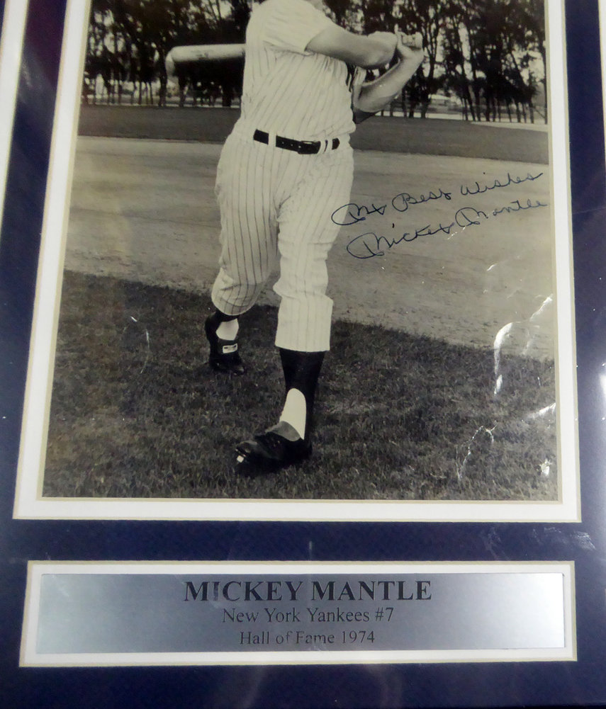 Mickey Manlte Autographed Signed Framed 18X24 Lithograph Photo New York Yankees "No. 7" PSA/DNA Image a