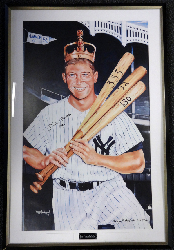 Mickey Manlte Autographed Signed Framed 28X41 Poster Photo New York Yankees "1956" PSA/DNA Image a