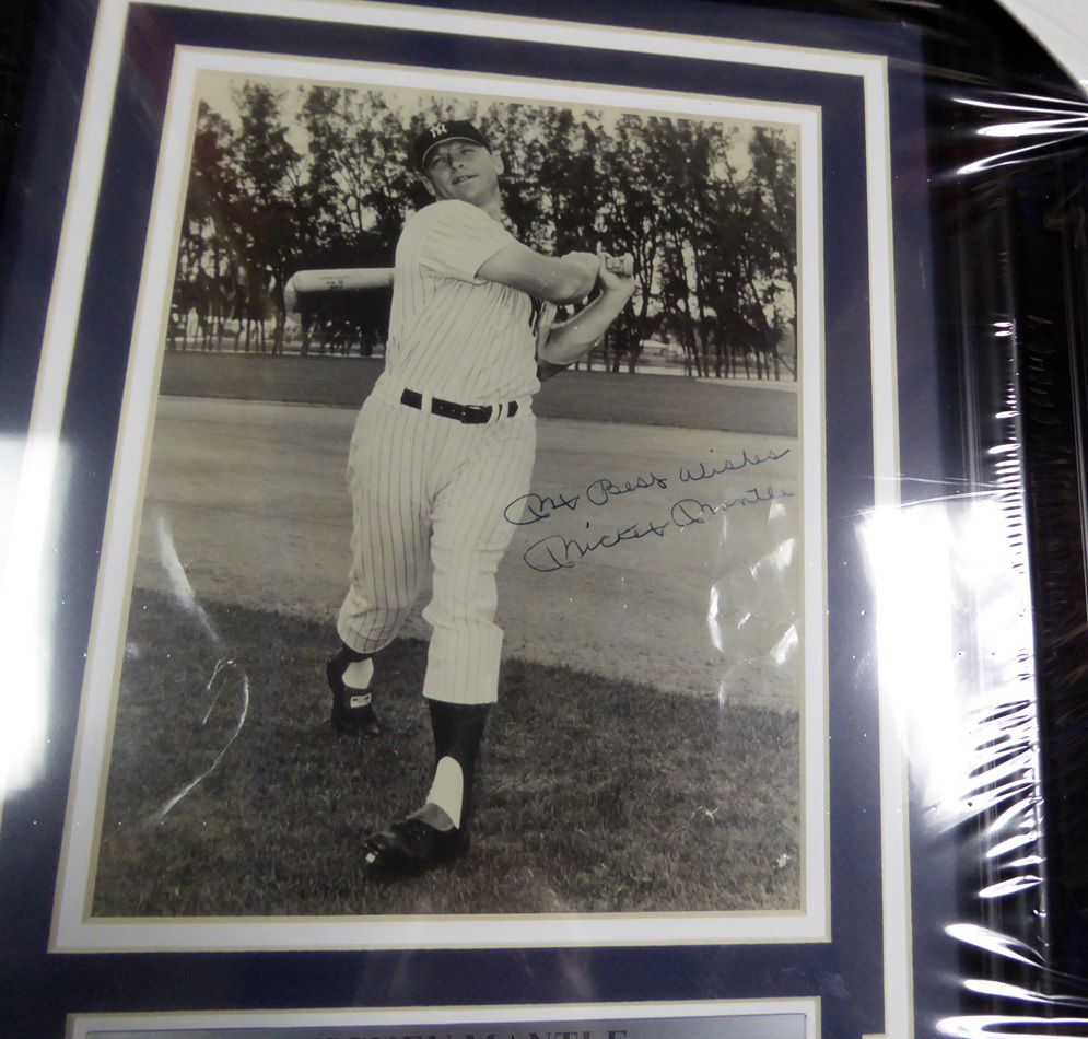 Mickey Manlte Autographed Signed Framed 8X10 Photo New York Yankees "My Best Wishes" Vintage 1950'S Signature (Creased) JSA Image a