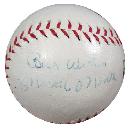 Mickey Manlte Autographed Signed Park League Baseball New York Yankees "Best Wishes" 1950'S Vintage Signature PSA/DNA Image a