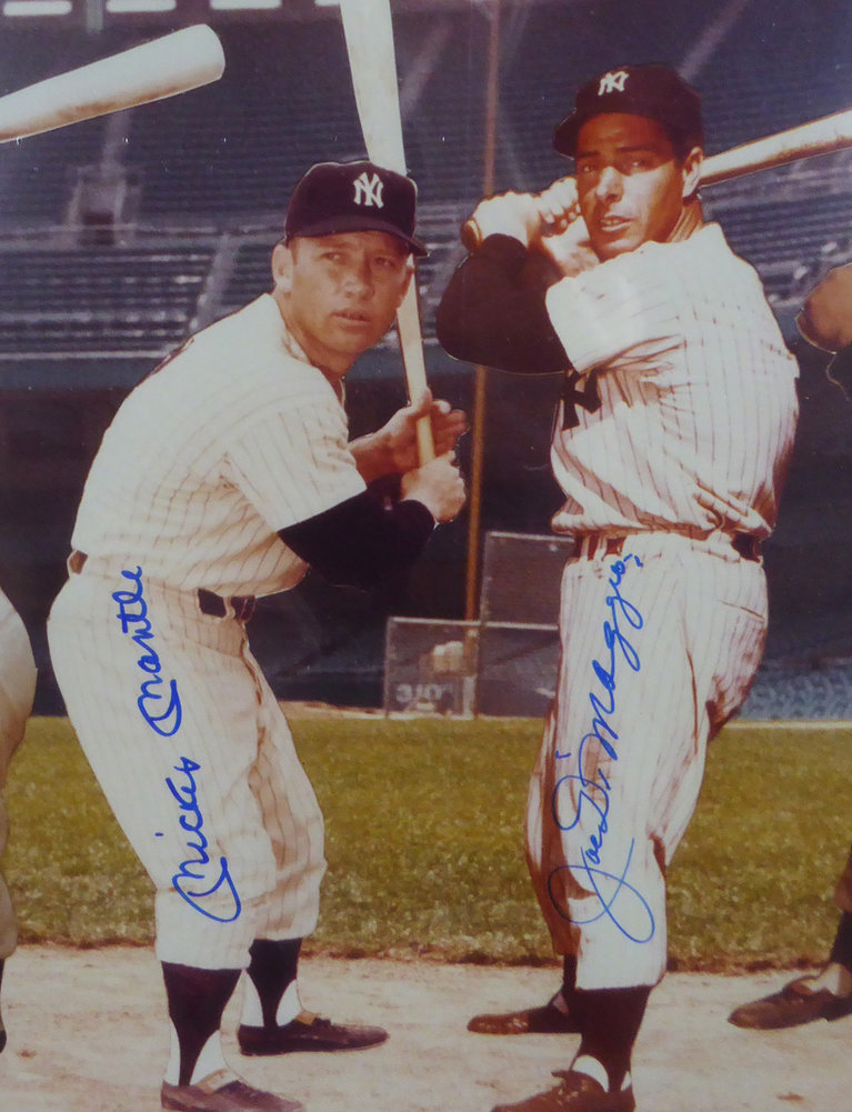 Mickey Mantle, Joe Dimaggio & Ted Williams Autographed Framed 16X20 Photo JSA Image a