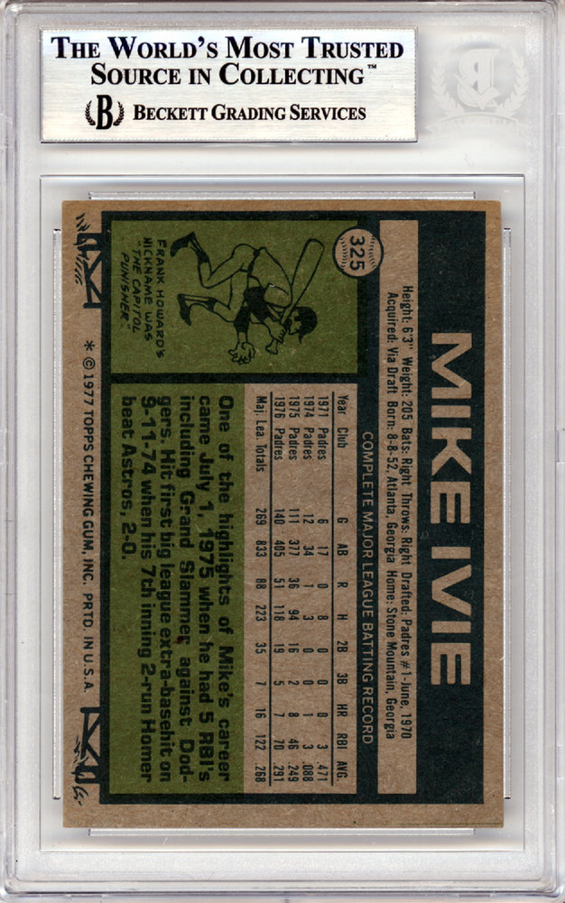 Mike Ivie Autographed 1977 Topps Card #325 San Diego Padres Beckett Beckett Image a